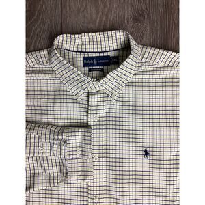 RALPH‎ LAUREN Men's 2XL Blue & Yellow Plaid Button Down Long Sleeve Shirt